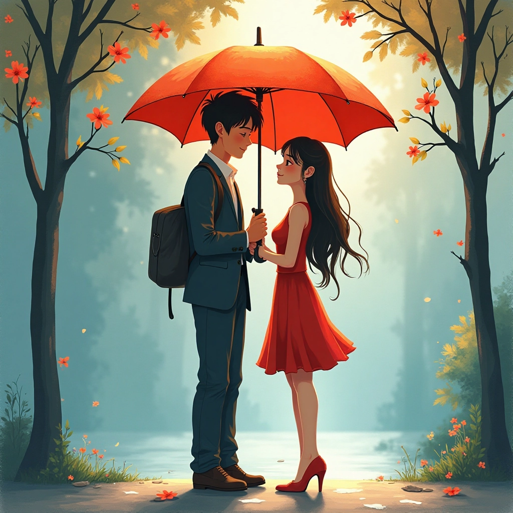 Romantic Walk in the Rain